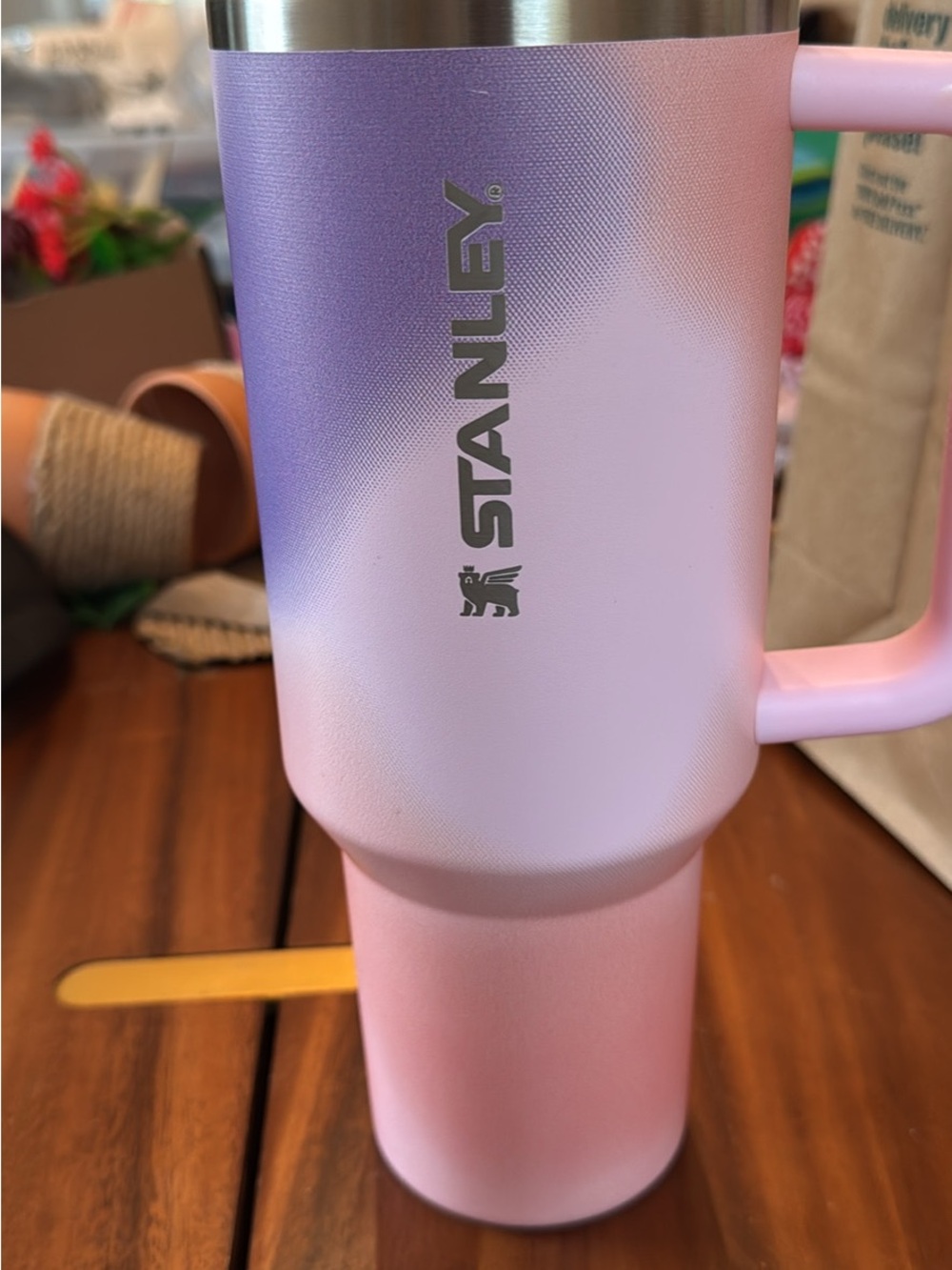 Stanley Pastel Pink Travel Tumbler with Handle
